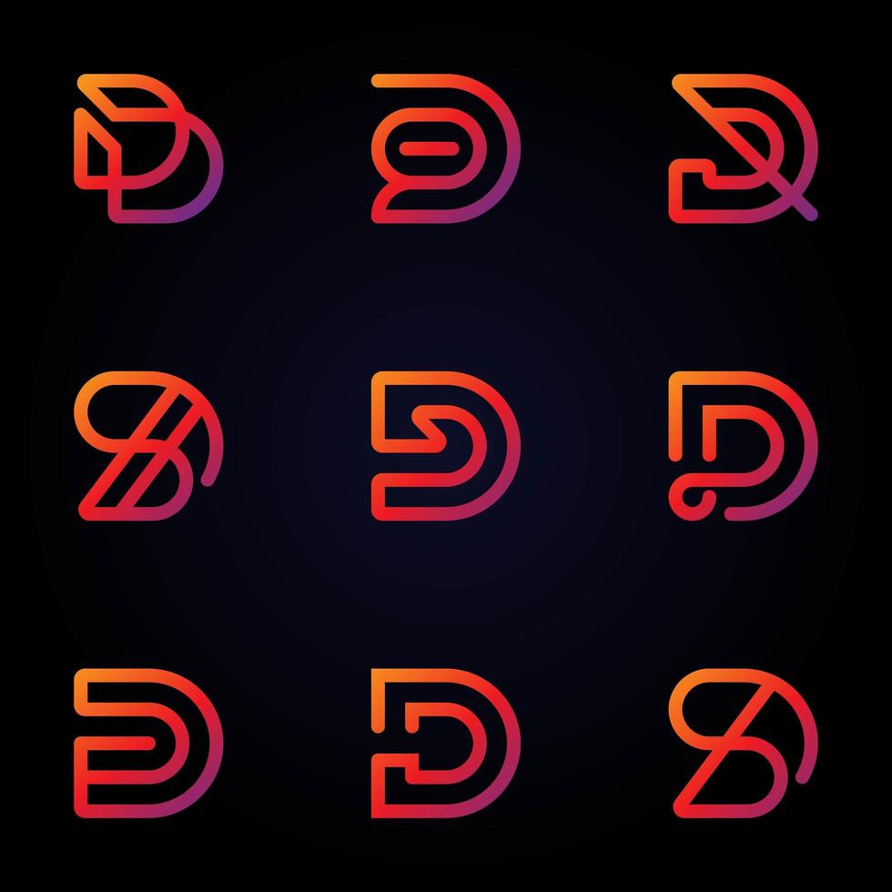 Letter D Gradient Logo Set vector