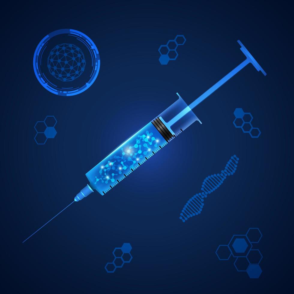 Syringe in cyberspace style vector