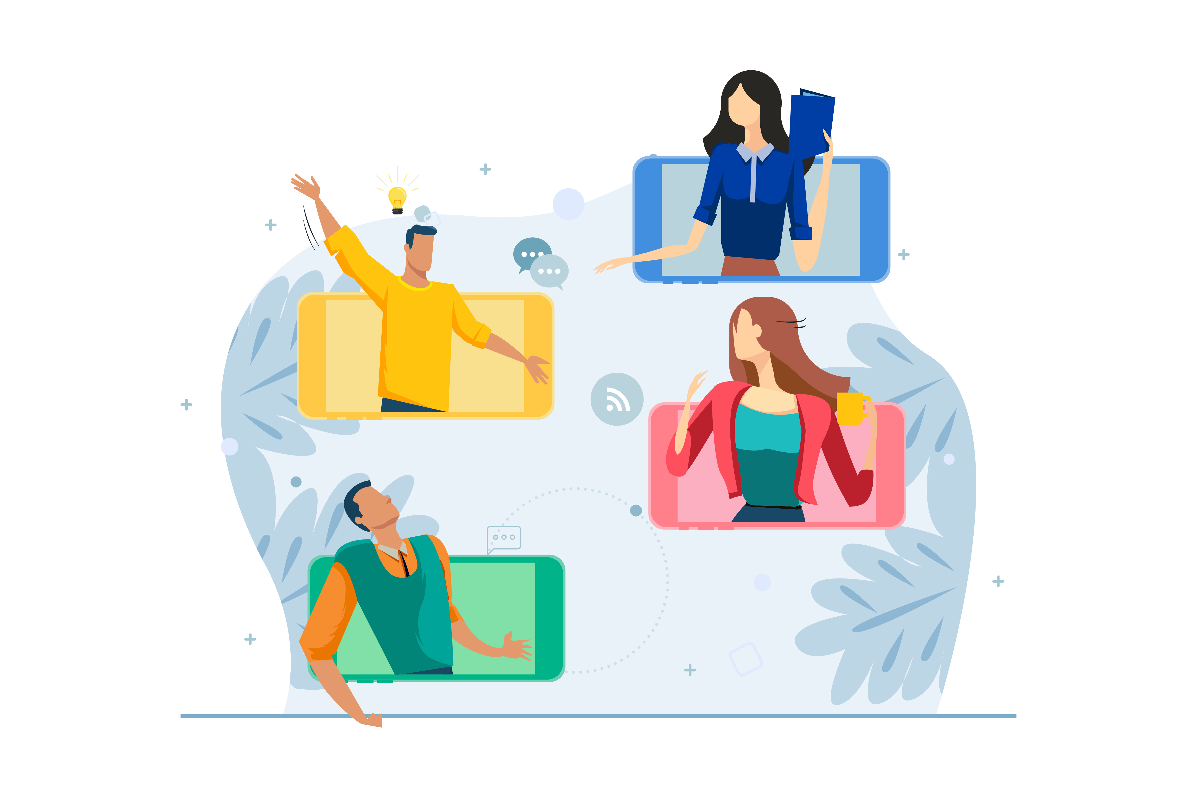 Group of people in phones having online discussion 932119 Vector Art at