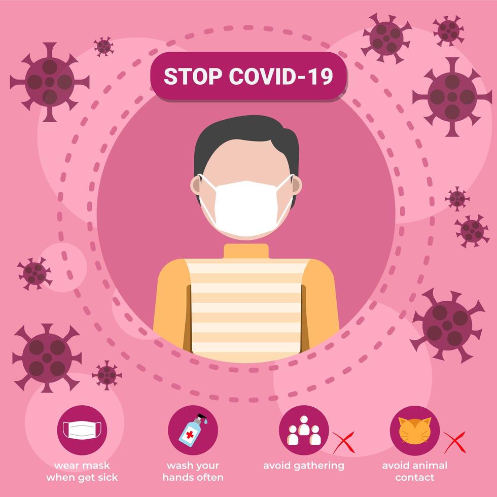 detener la plantilla educativa de covid-19 coronavirus vector