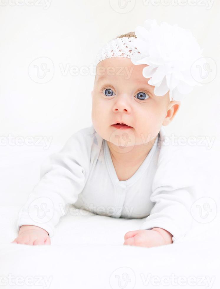 Cute little baby. Place for your text. photo
