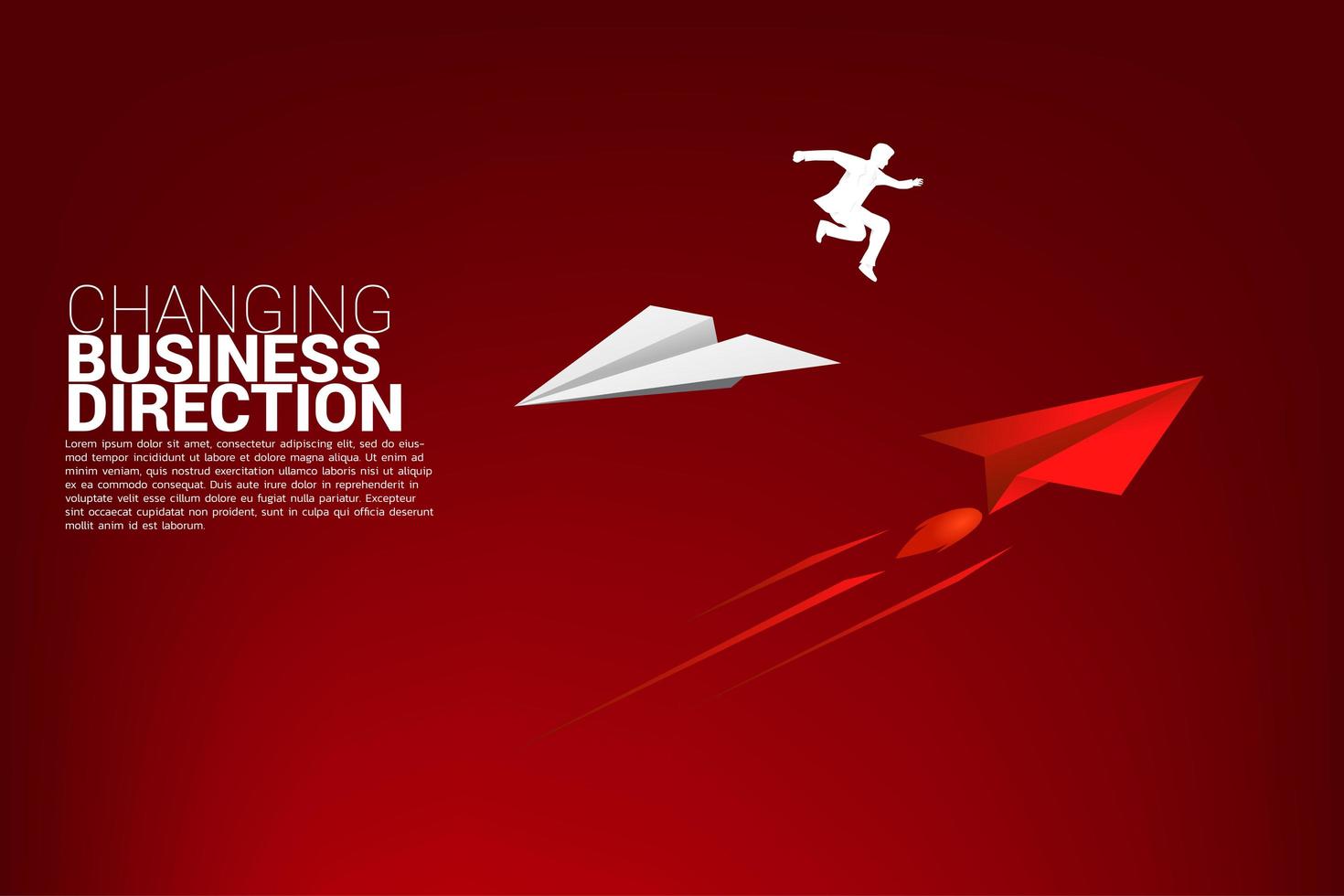 Business man jumping from one paper plane to another vector