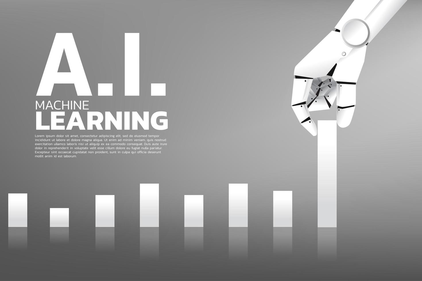 Robot hand pulling business graph higher vector