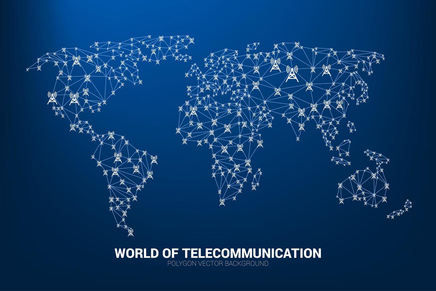 torre de antena poligonal en forma de mapa mundial vector