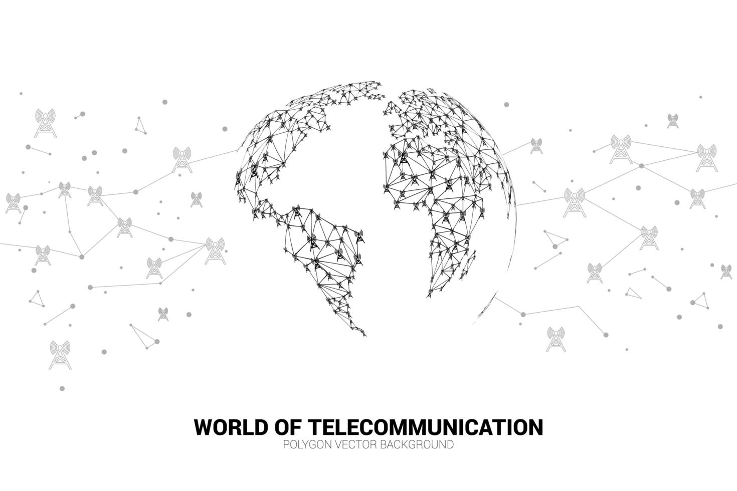 los iconos de antena se conectan por líneas y en forma de globo vector