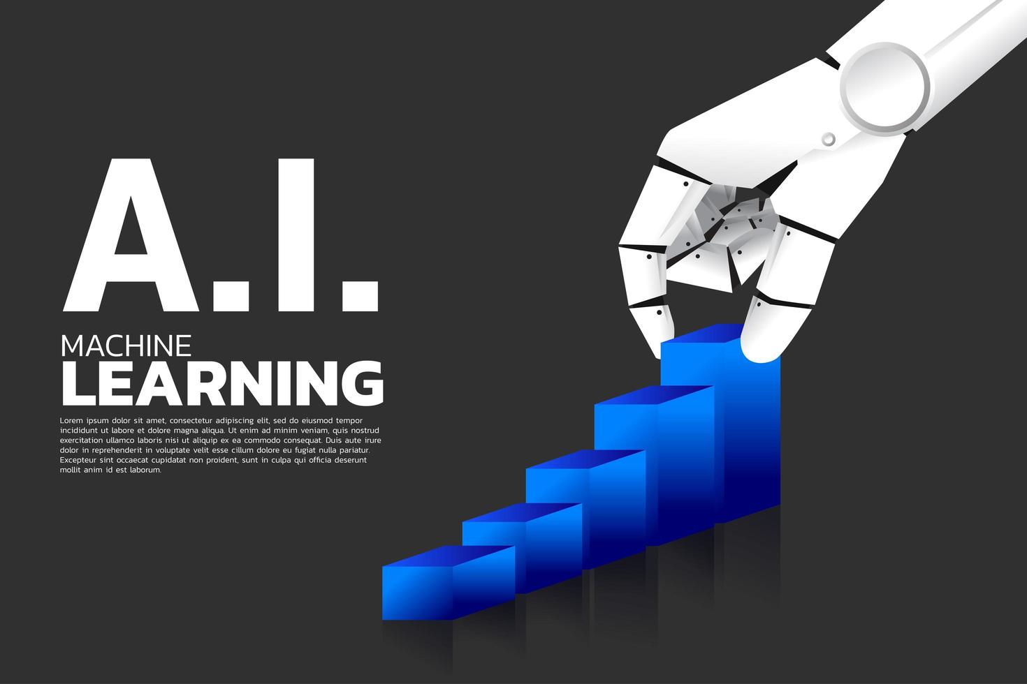 Robot hand pulling bluebusiness graph higher vector