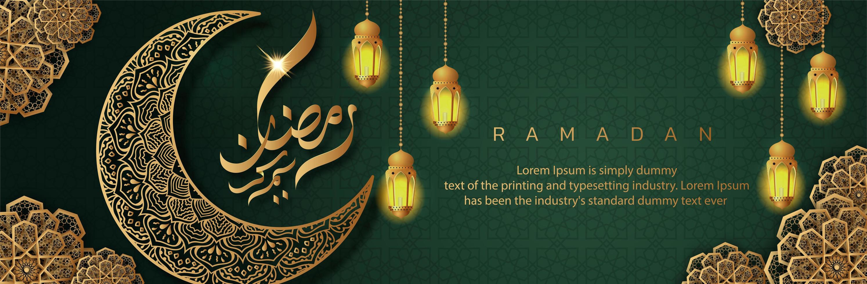 cartel brillante de Ramadán Kareem vector