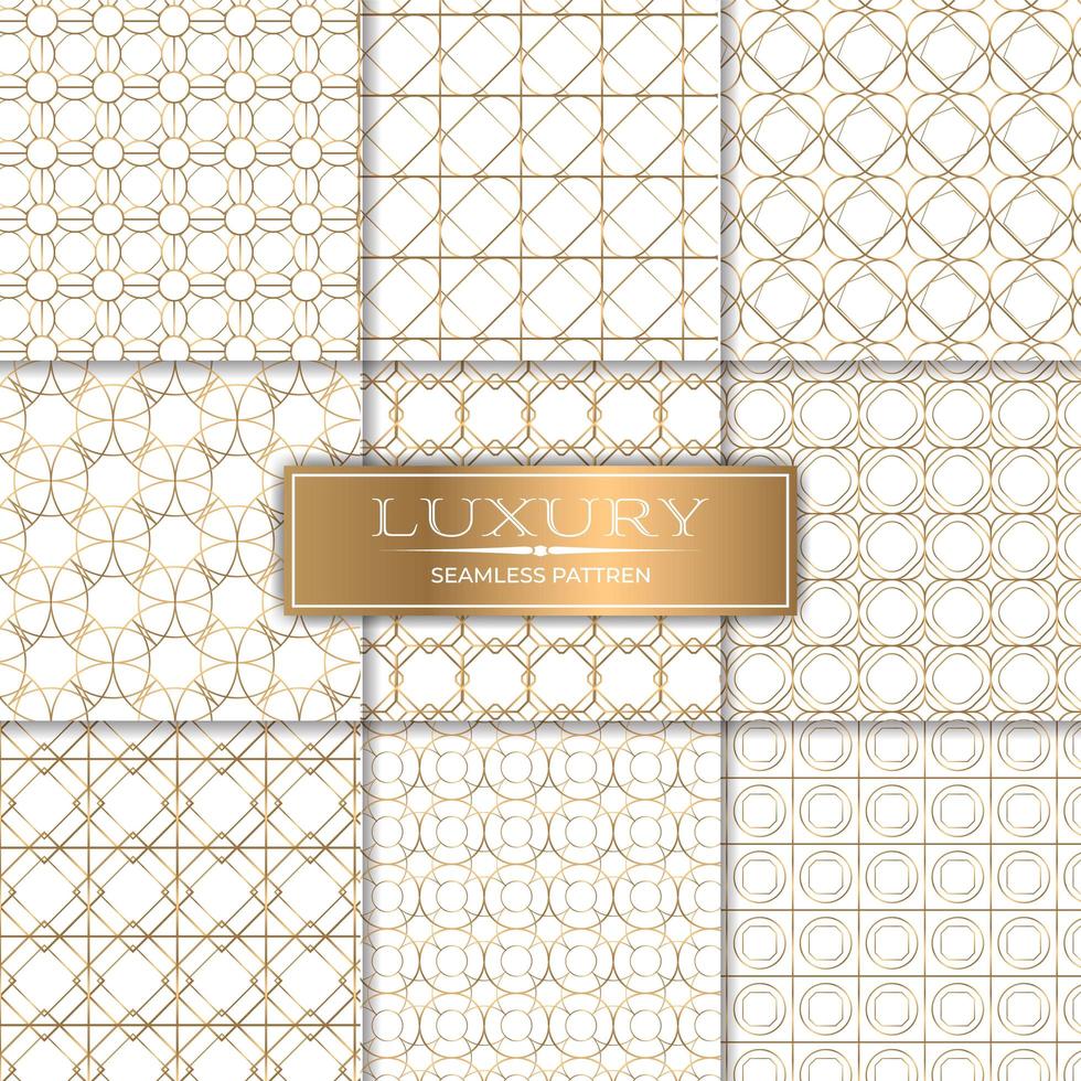 Luxury Gold on White Seamless Pattern Set  vector