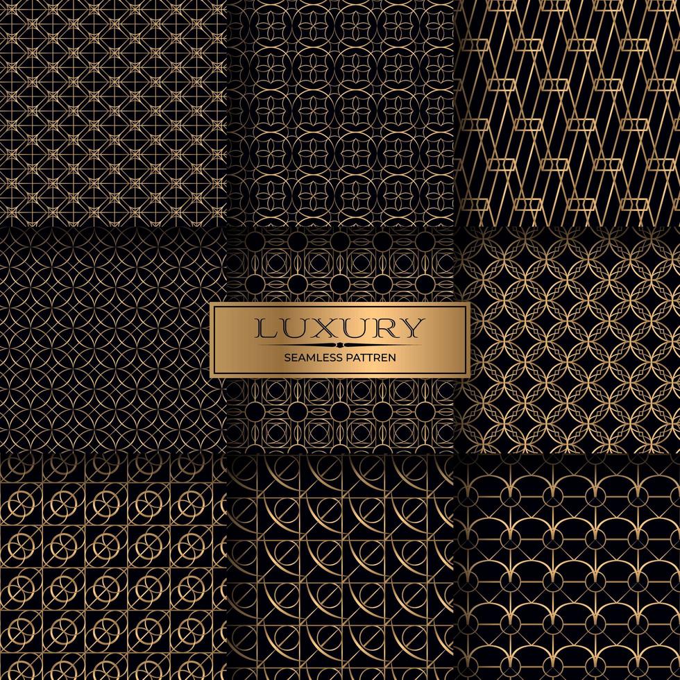 Luxury Gold Geometric Seamless Pattern Set  vector