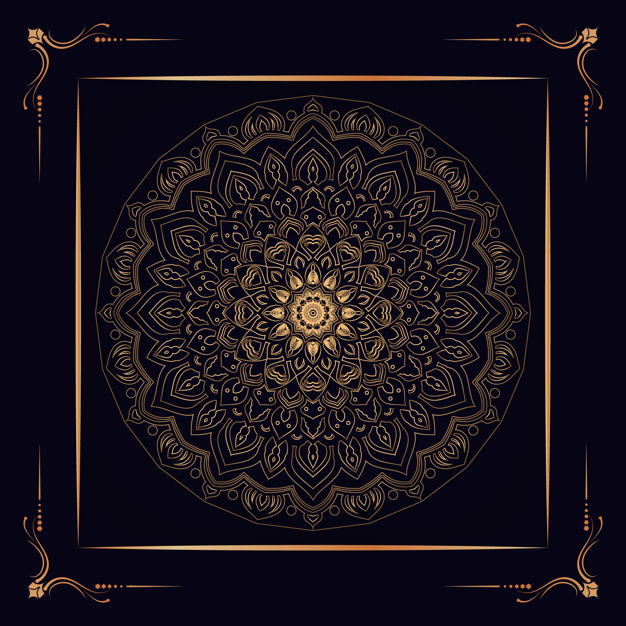 Download Luxury Intricate Golden Mandala Frame - Download Free ...