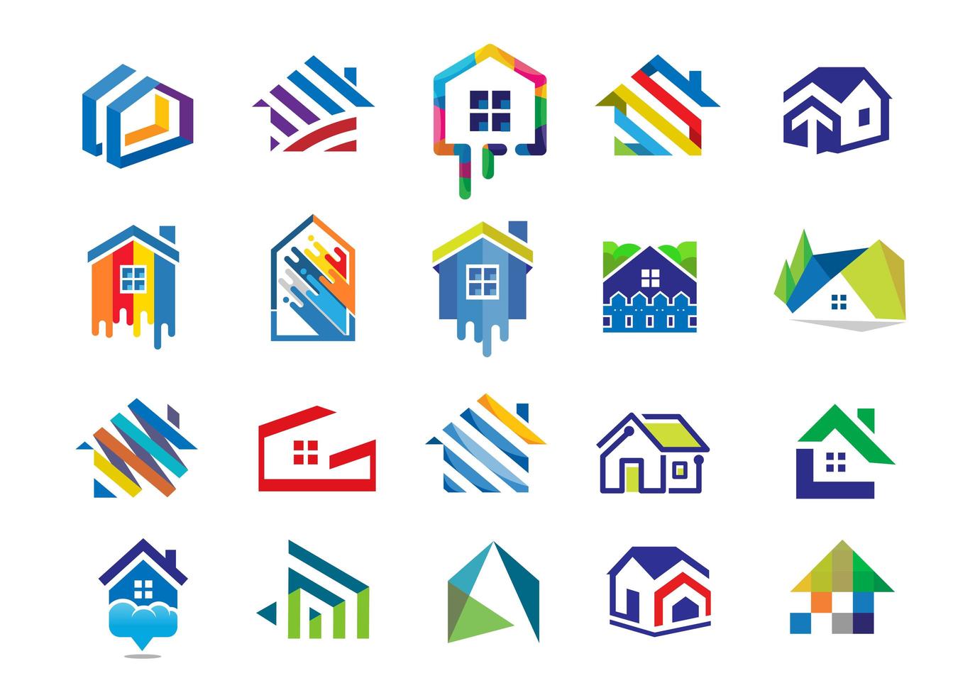Colorful Home Icon Collection vector