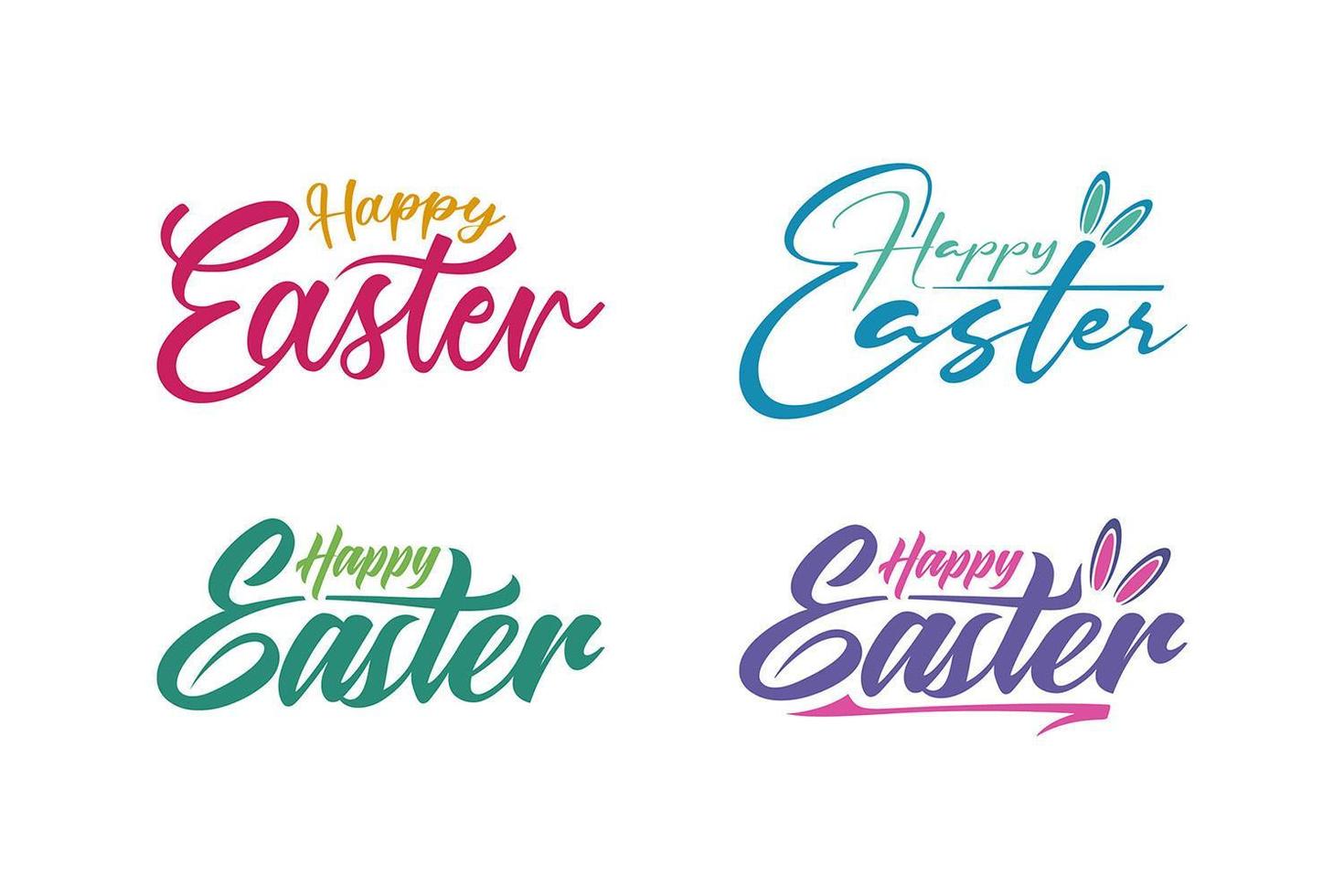 Happy Easter calligraphic lettering set vector