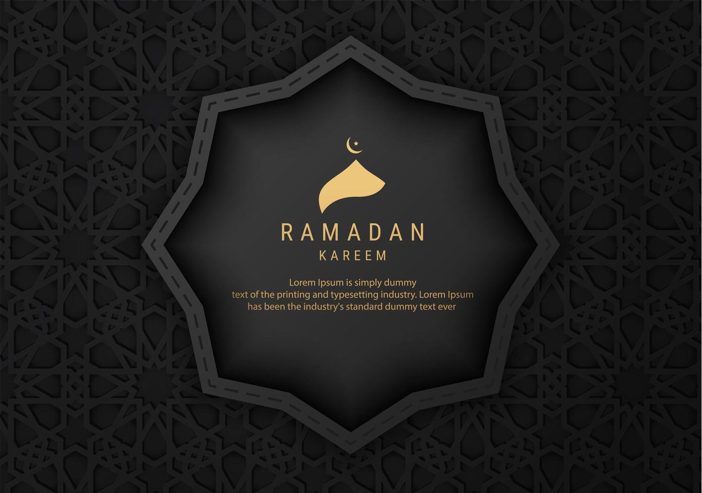 Black Ornate Pattern Ramadan Kareem Banner vector