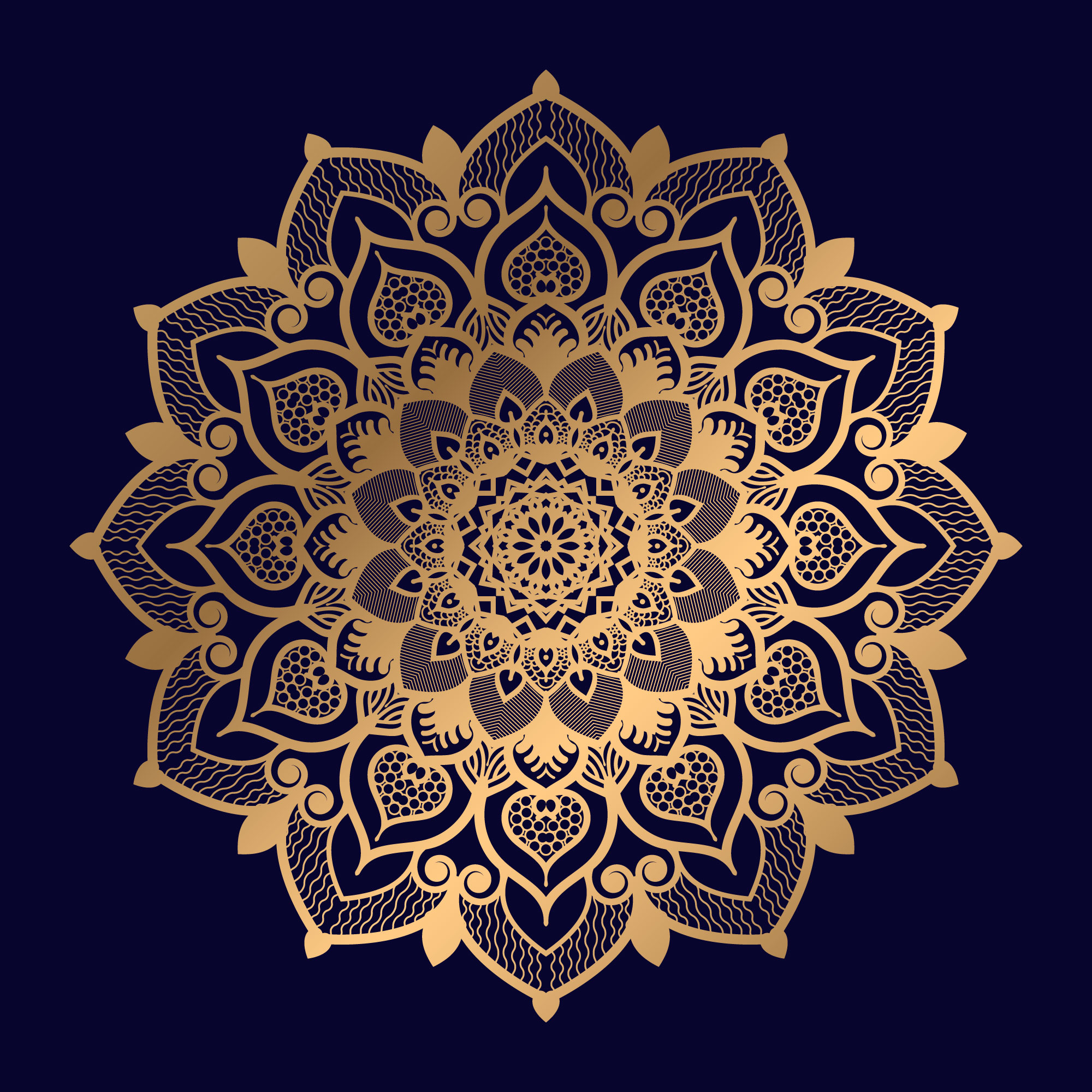 Download Single Floral Golden Mandala Design - Download Free Vectors, Clipart Graphics & Vector Art