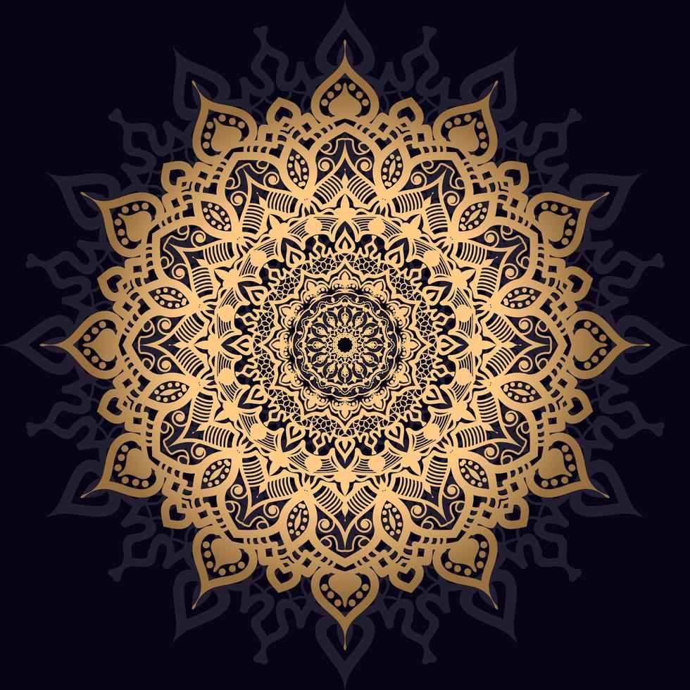 Golden Floral Star Mandala vector