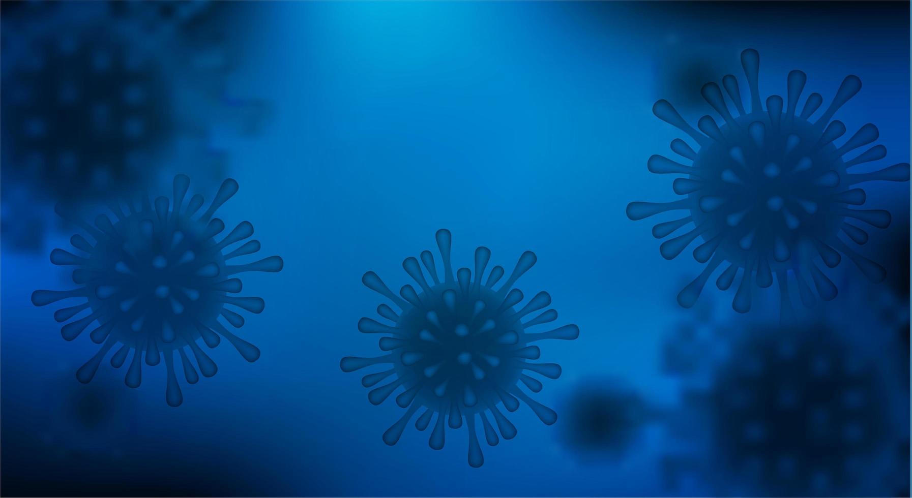 Vista microscópica del virus infeccioso en azul vector