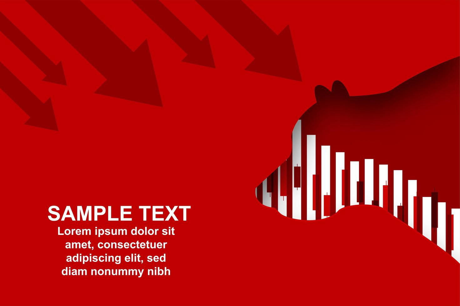Candle stick graph chart with bear cutout vector