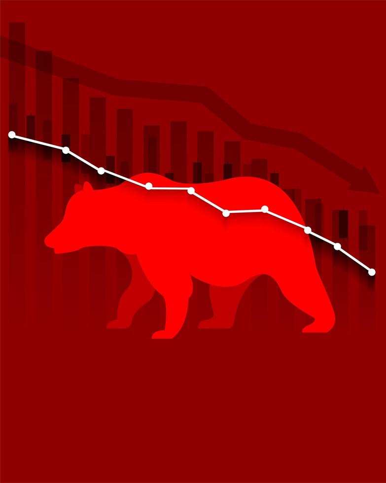 gráficos y oso en esquema de color rojo vector