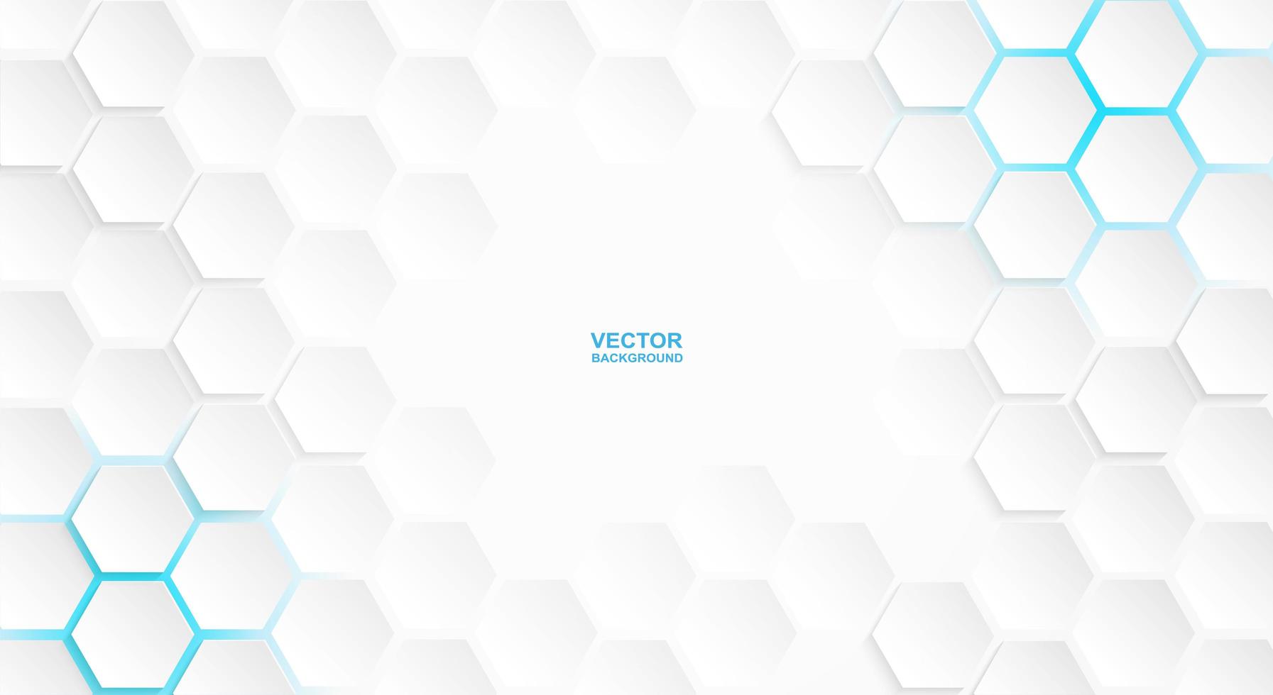 White Hexagon Pattern with Blue Lights vector