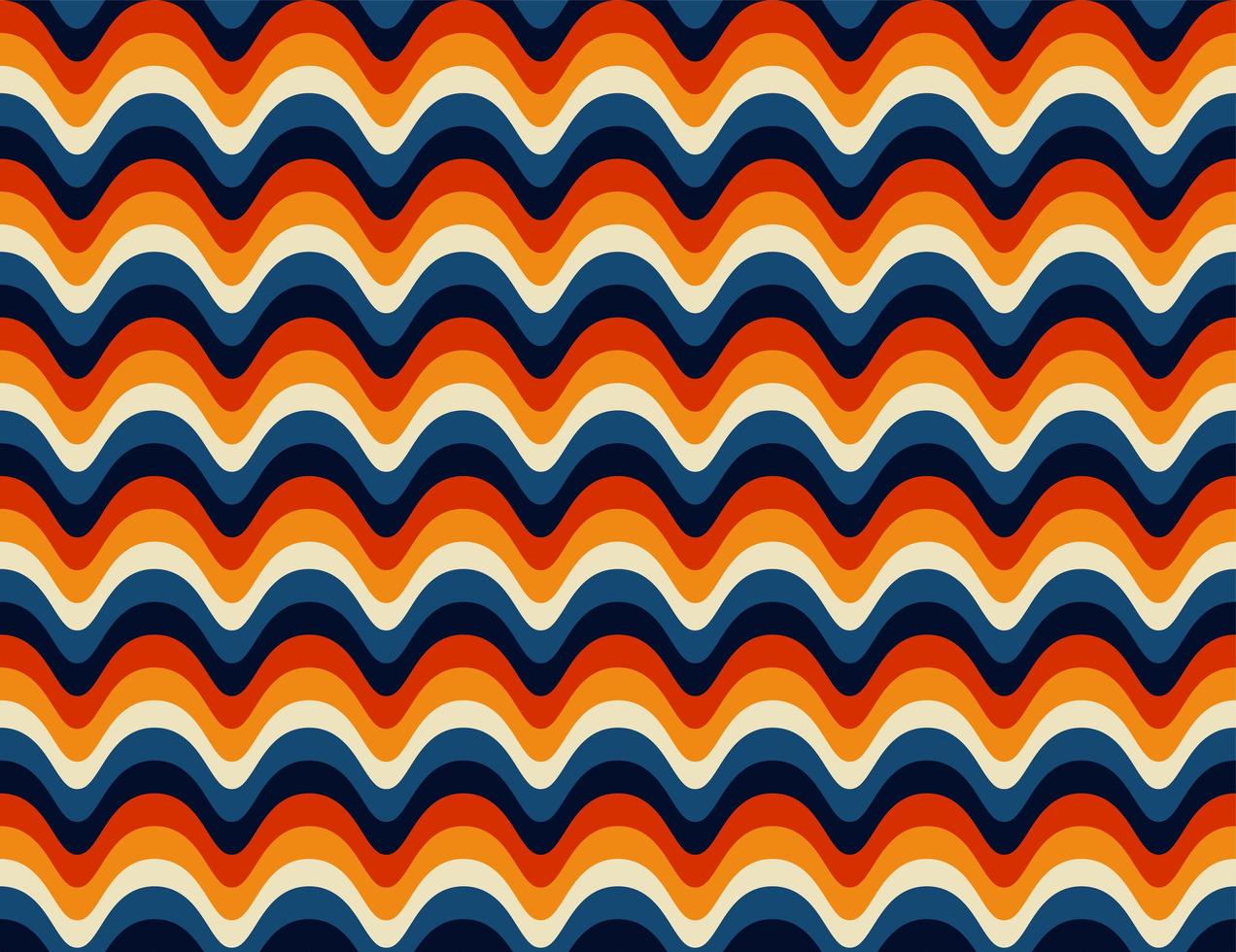 Seamless Cuved Retro 70s Pattern vector