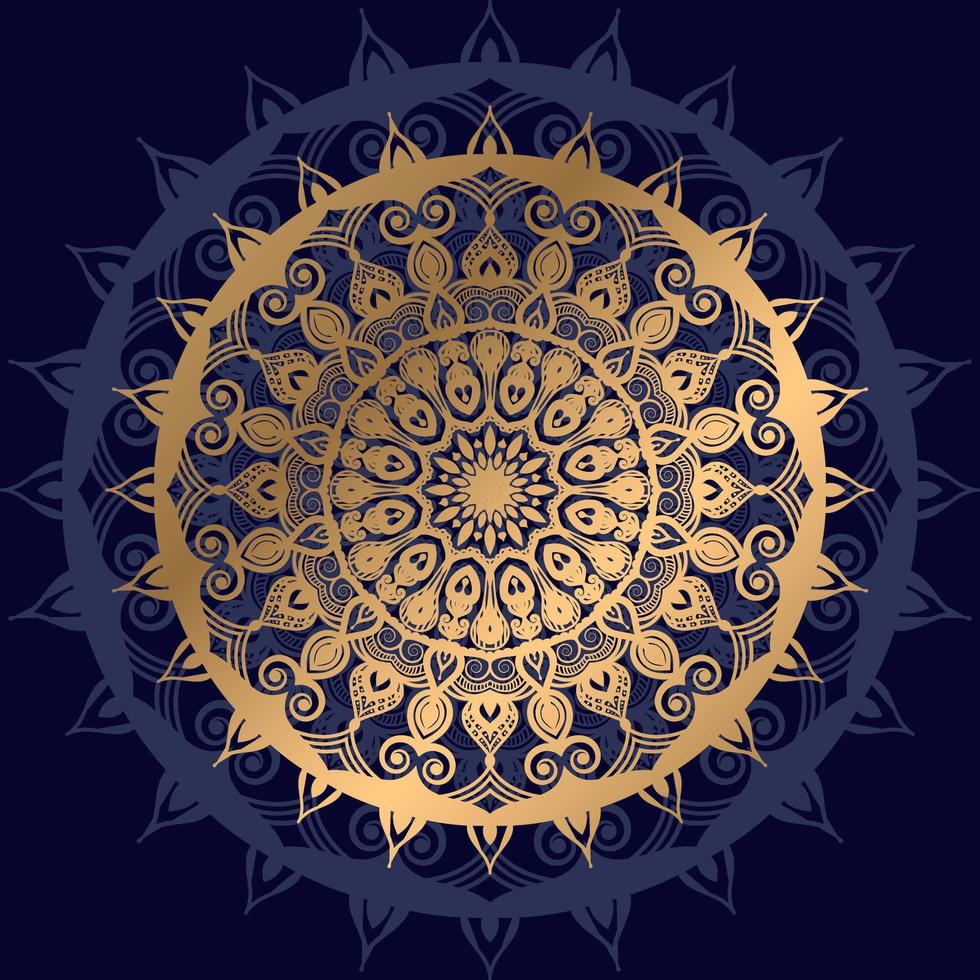 Golden Mandala with Dark Blue Shadow vector