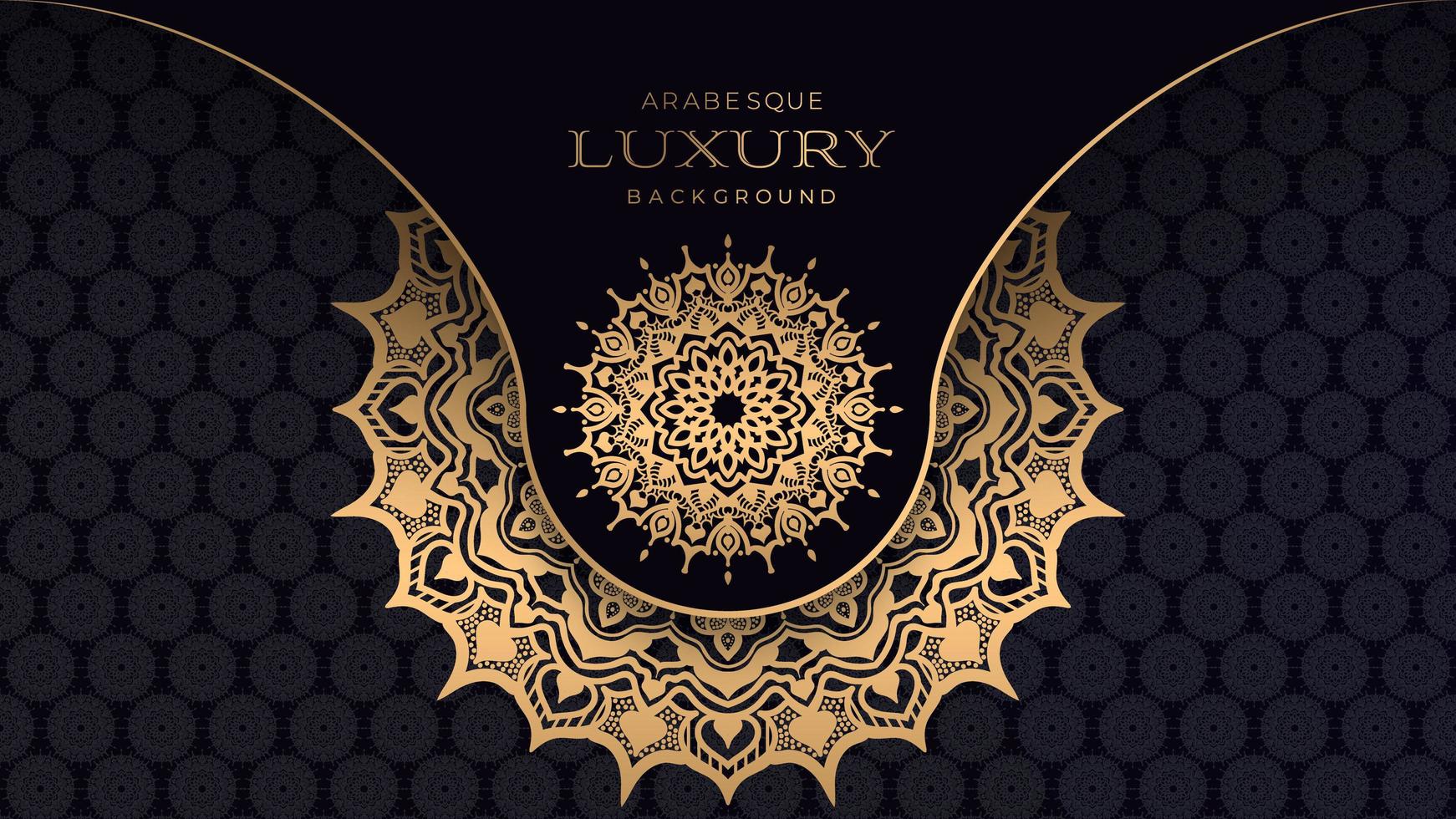 Overlapping Golden Mandala on Black Design  vector
