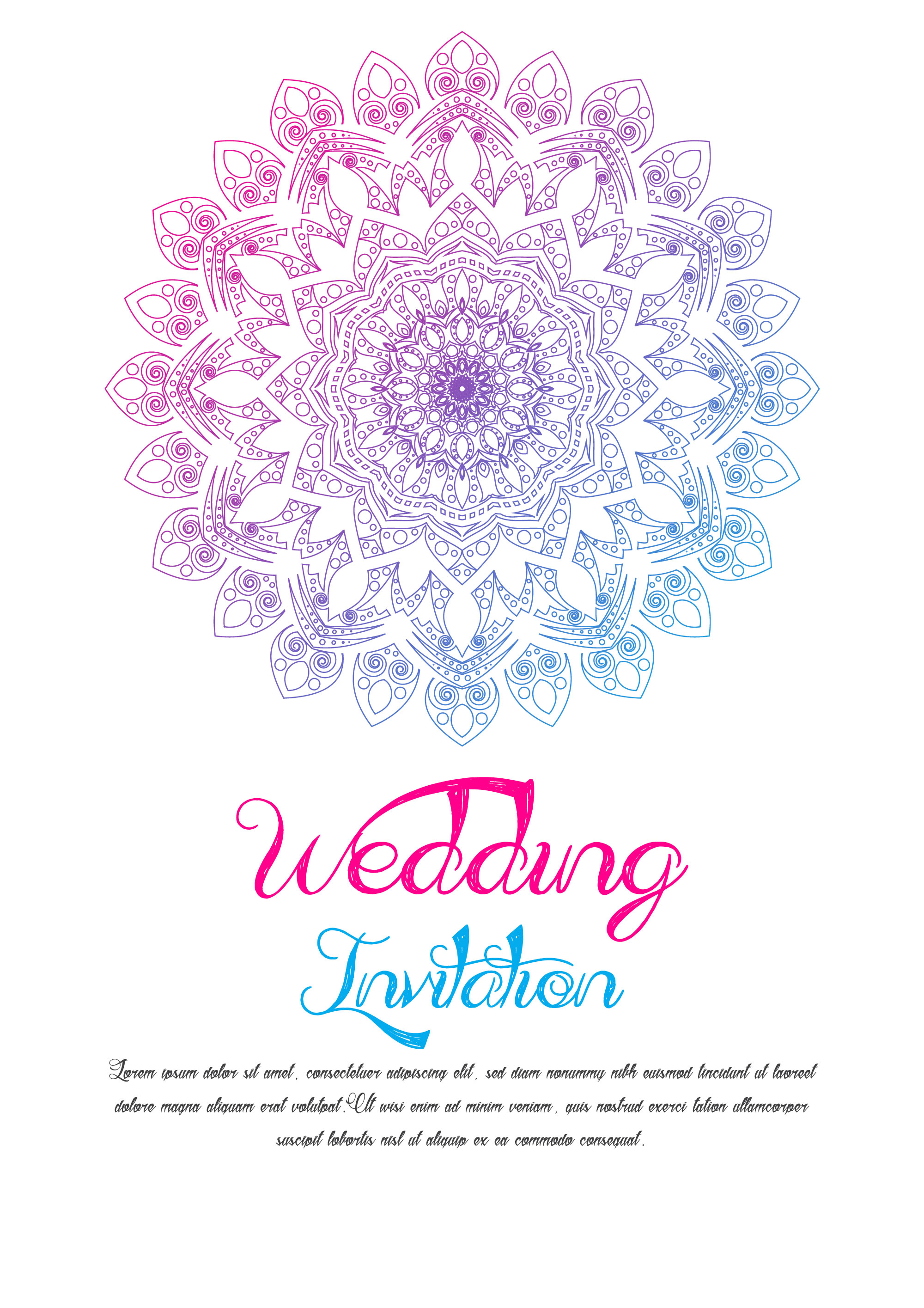 Gradient Mandala Wedding Card Template 938341 Vector Art at Vecteezy