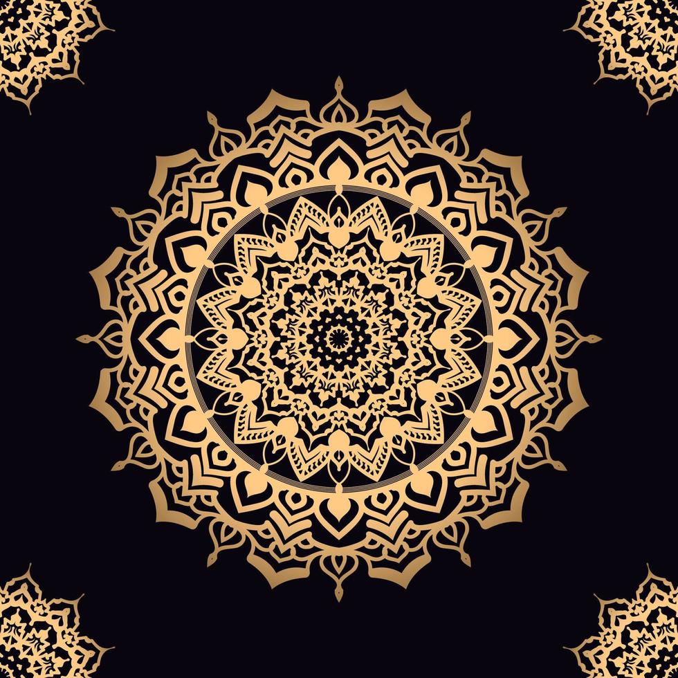 Golden Star Mandala with Corner Designs  vector