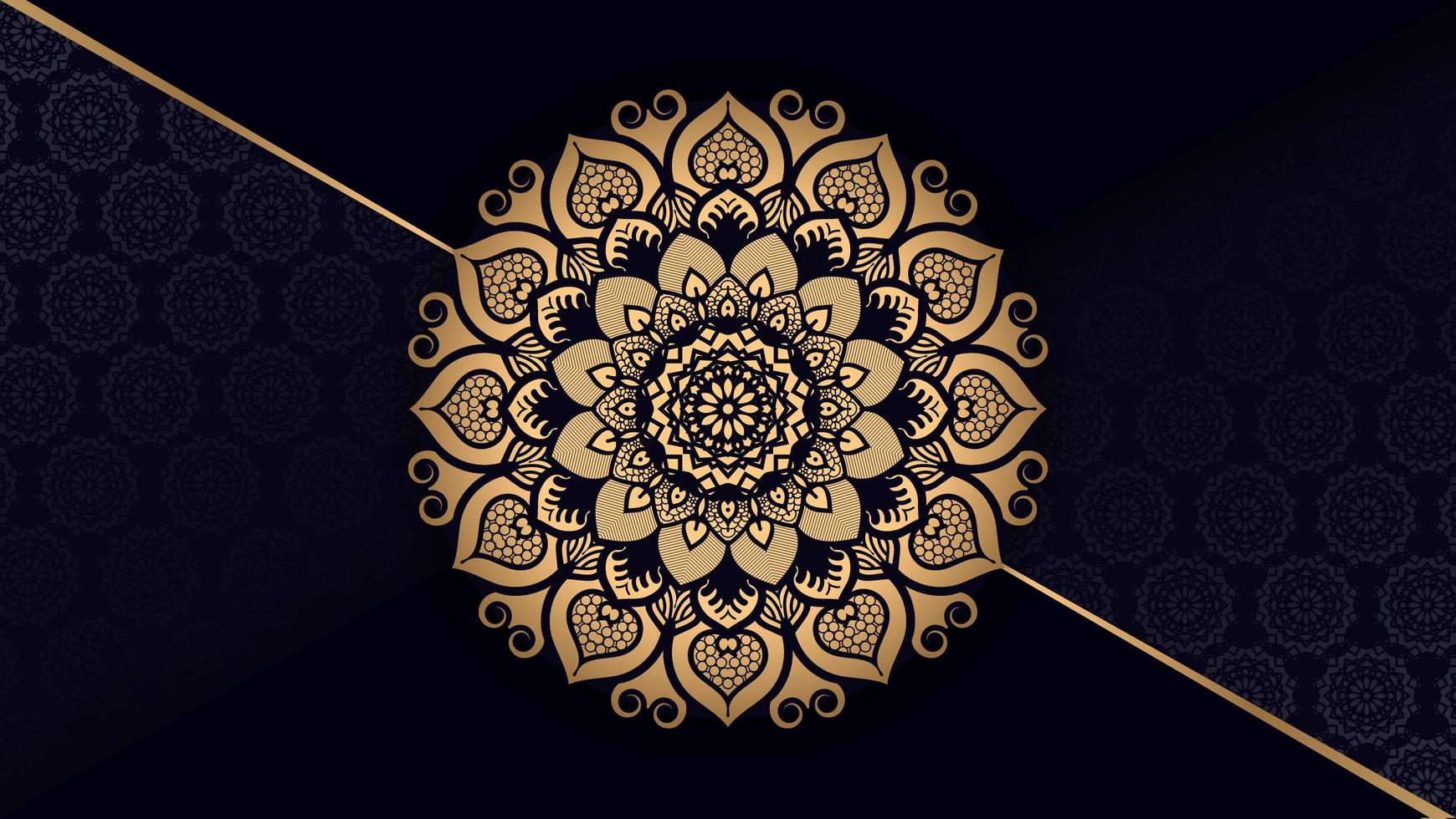 Golden Mandala with Diagonal Gold Line Background  vector