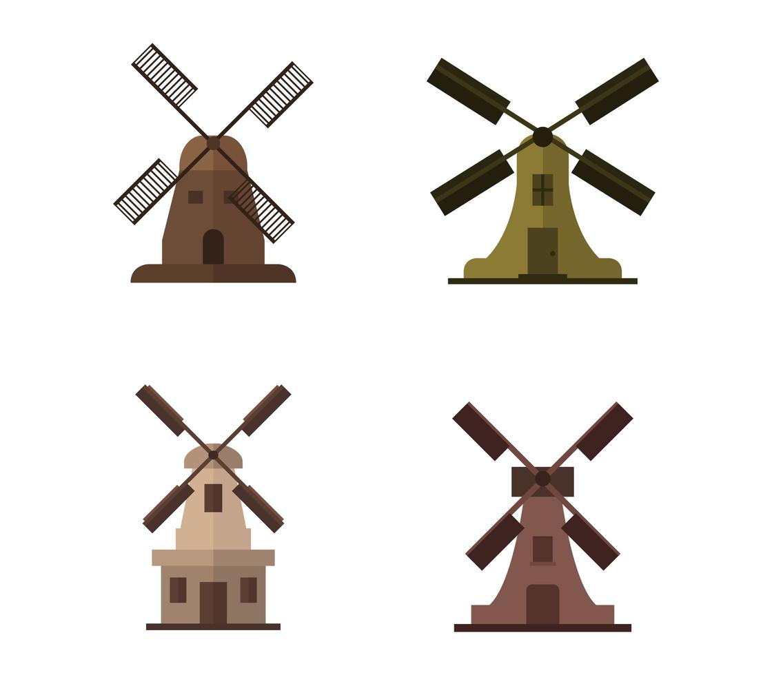 Wind Mill Icon Set vector