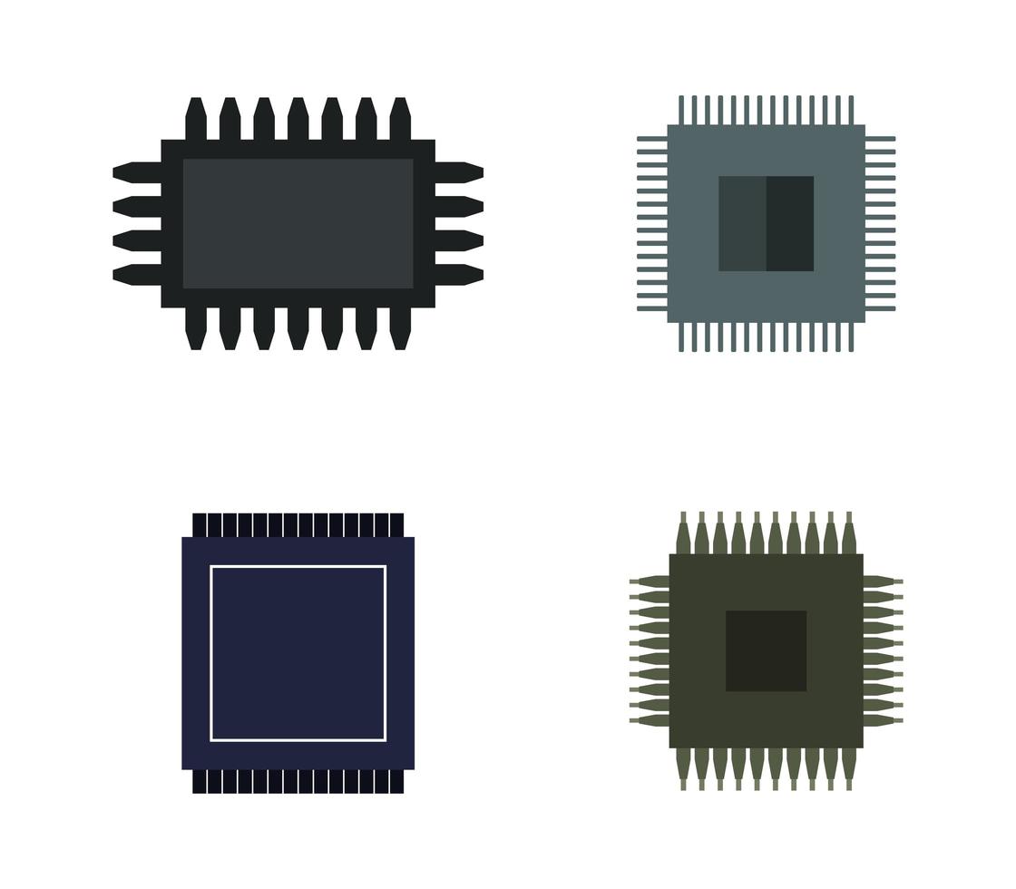 conjunto de iconos de microchip vector