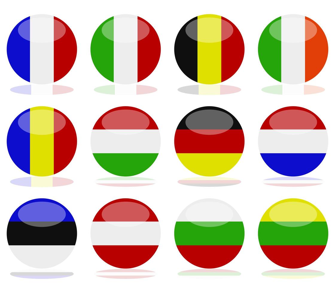 conjunto de banderas circulares vector