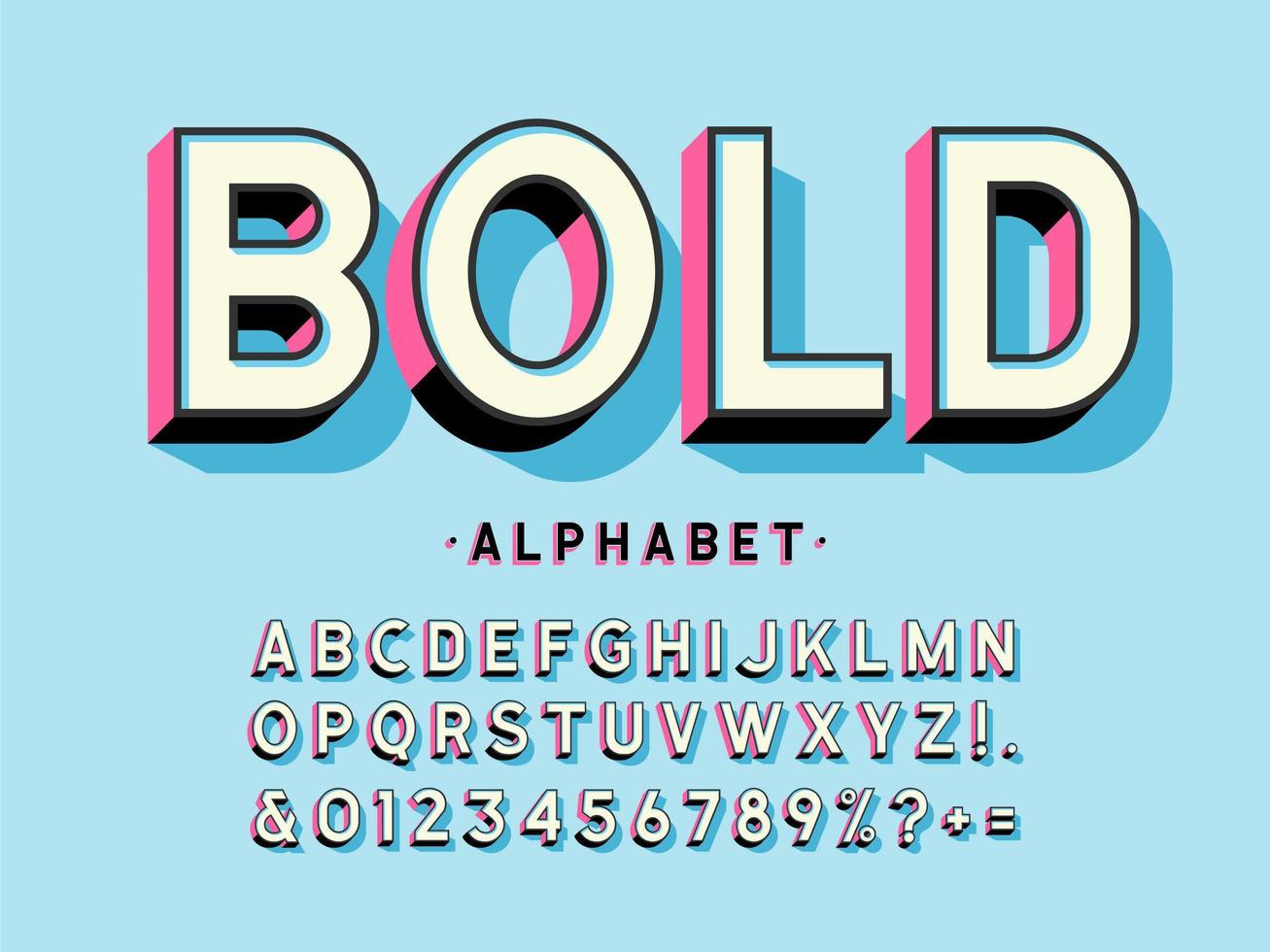 Modern 3D Bold Display Alphabet vector