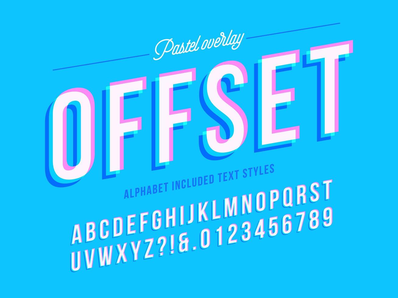 Pastel Overlay Offset Alphabet vector