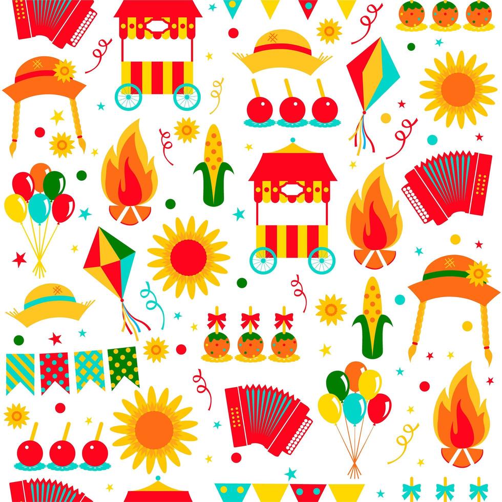 Festa Junina Brazil June Festival Seamless Pattern vector