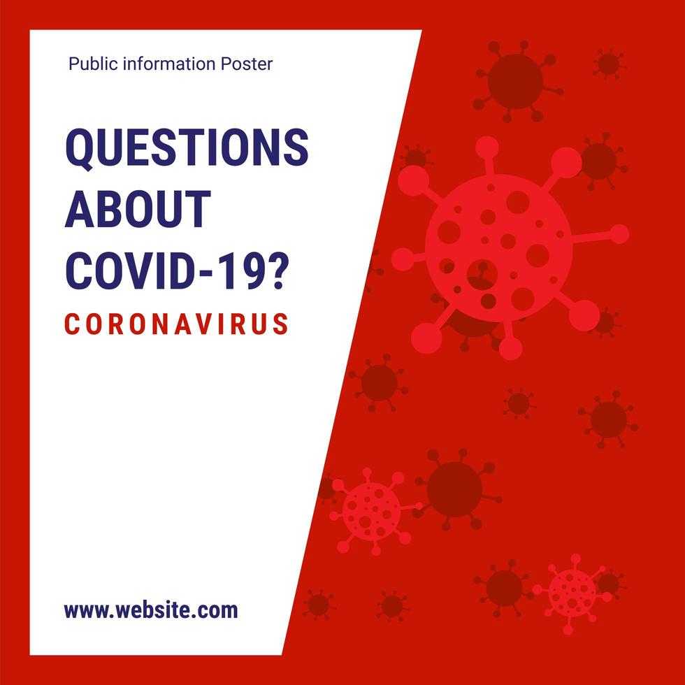 cartel de preguntas de coronavirus rojo y blanco vector