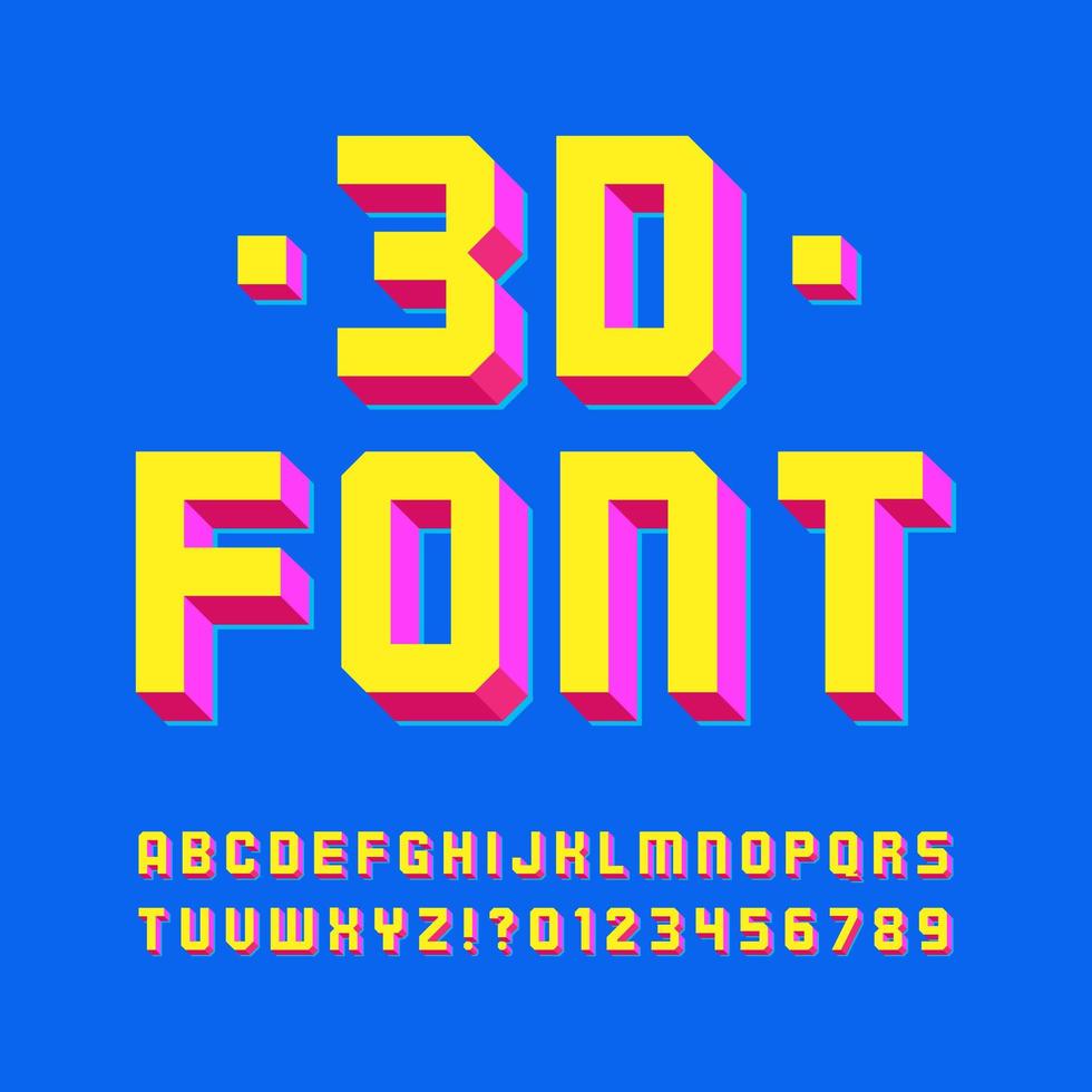 Modern 3D Geometric Shadow Alphabet vector