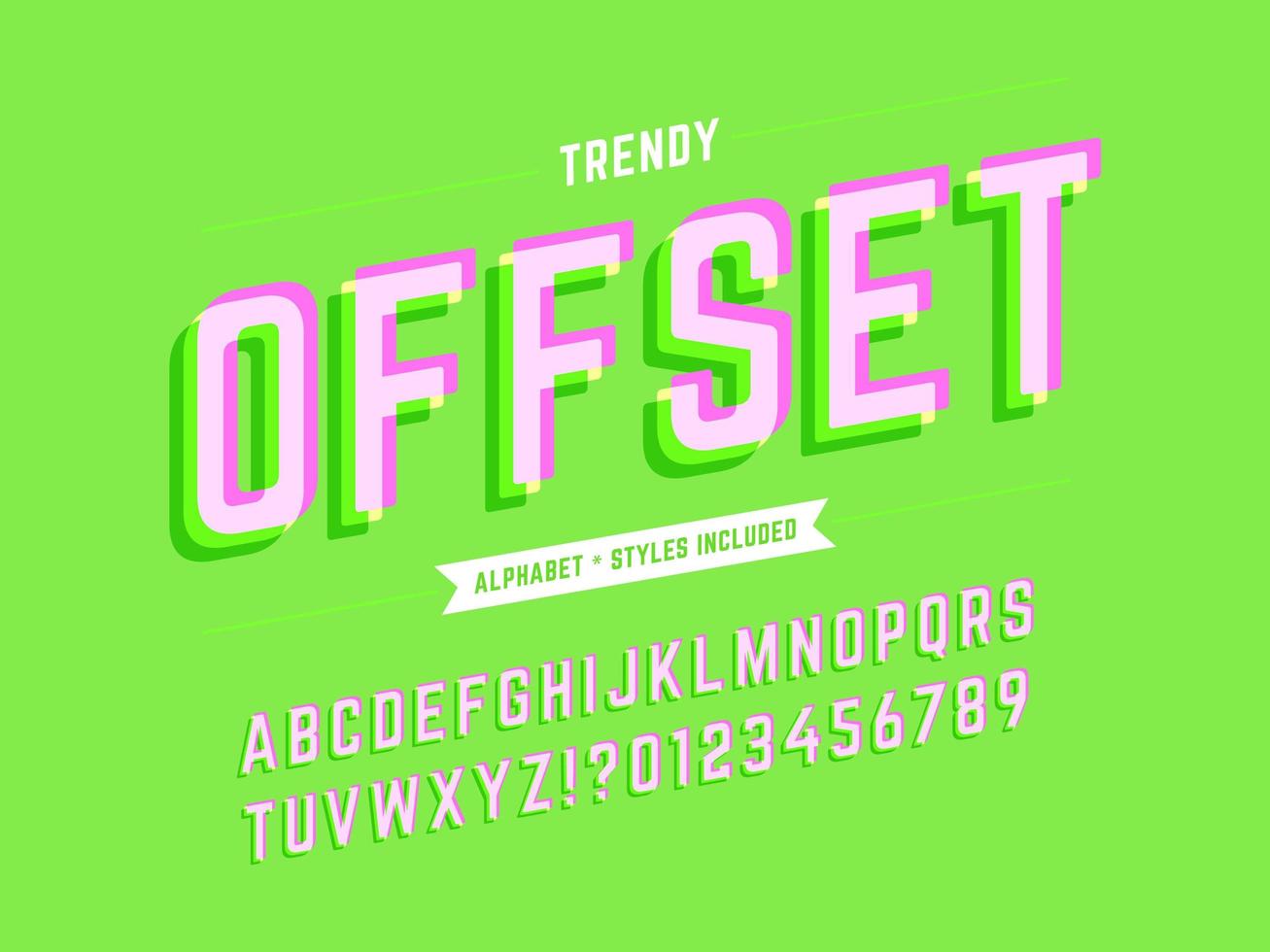 Stylized Offset 3D Alphabet vector