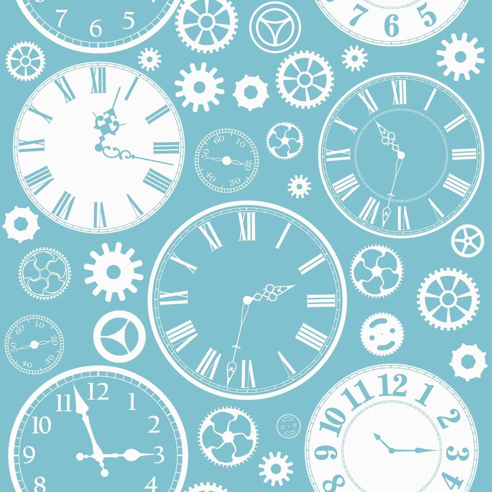 Clock Faces and Parts Seamless Pattern vector