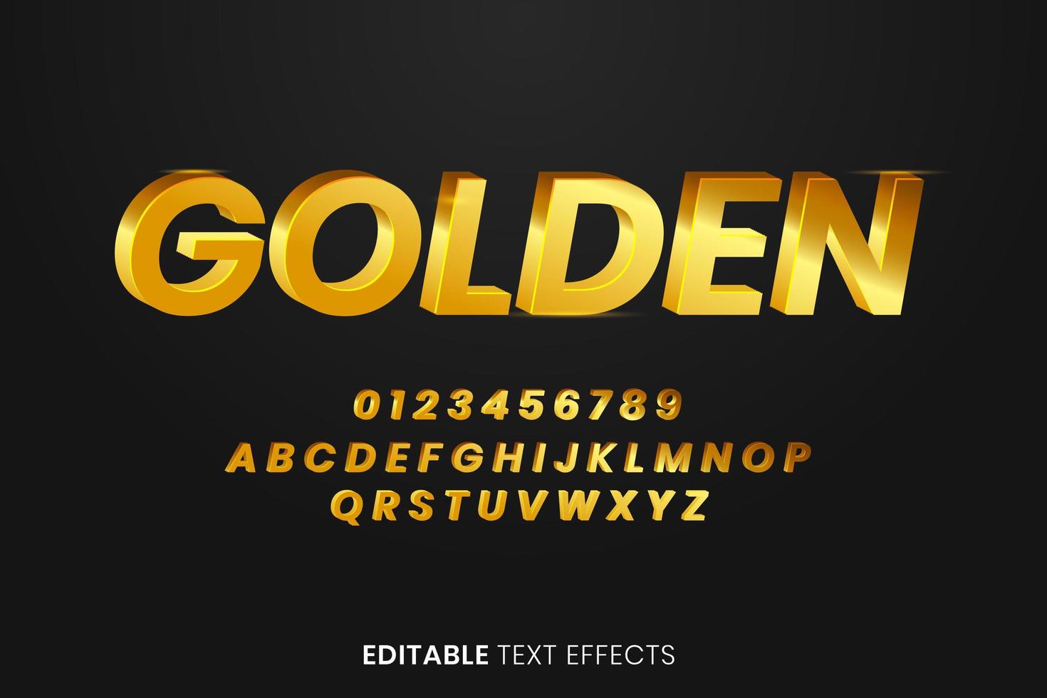 efecto de estilo de texto 3d dorado vector