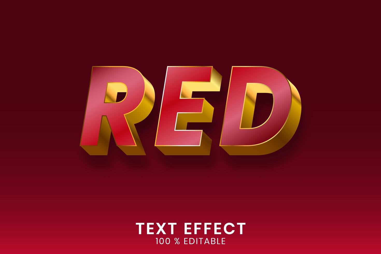 efecto de texto de contorno rojo y dorado metálico vector