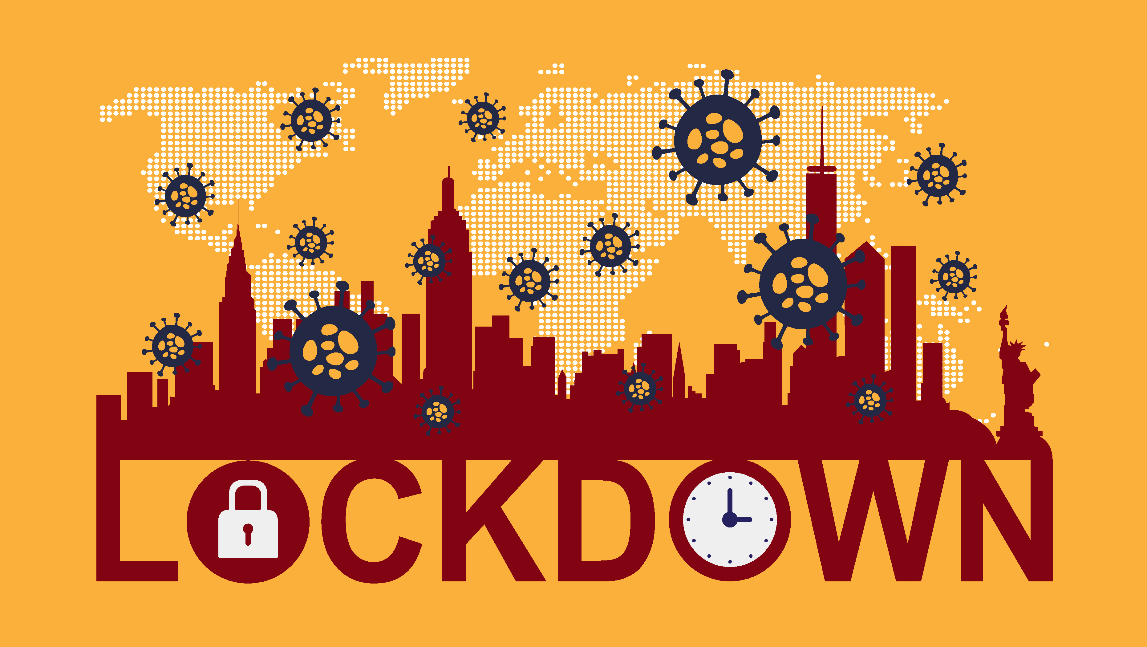 Poster of City Silhouette with Lockdown Text 938458 - Download Free