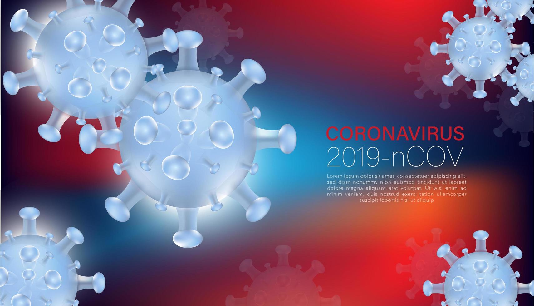 Coronavirus on Blue and Red Blurred Background vector