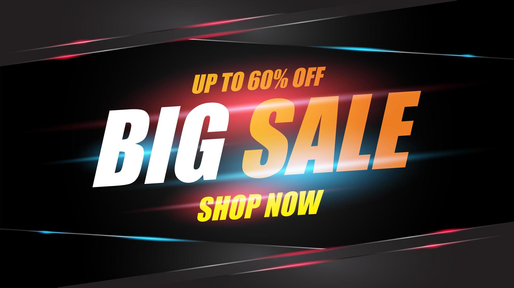 Big Sale Poster with Glowing Lights and Angles vector