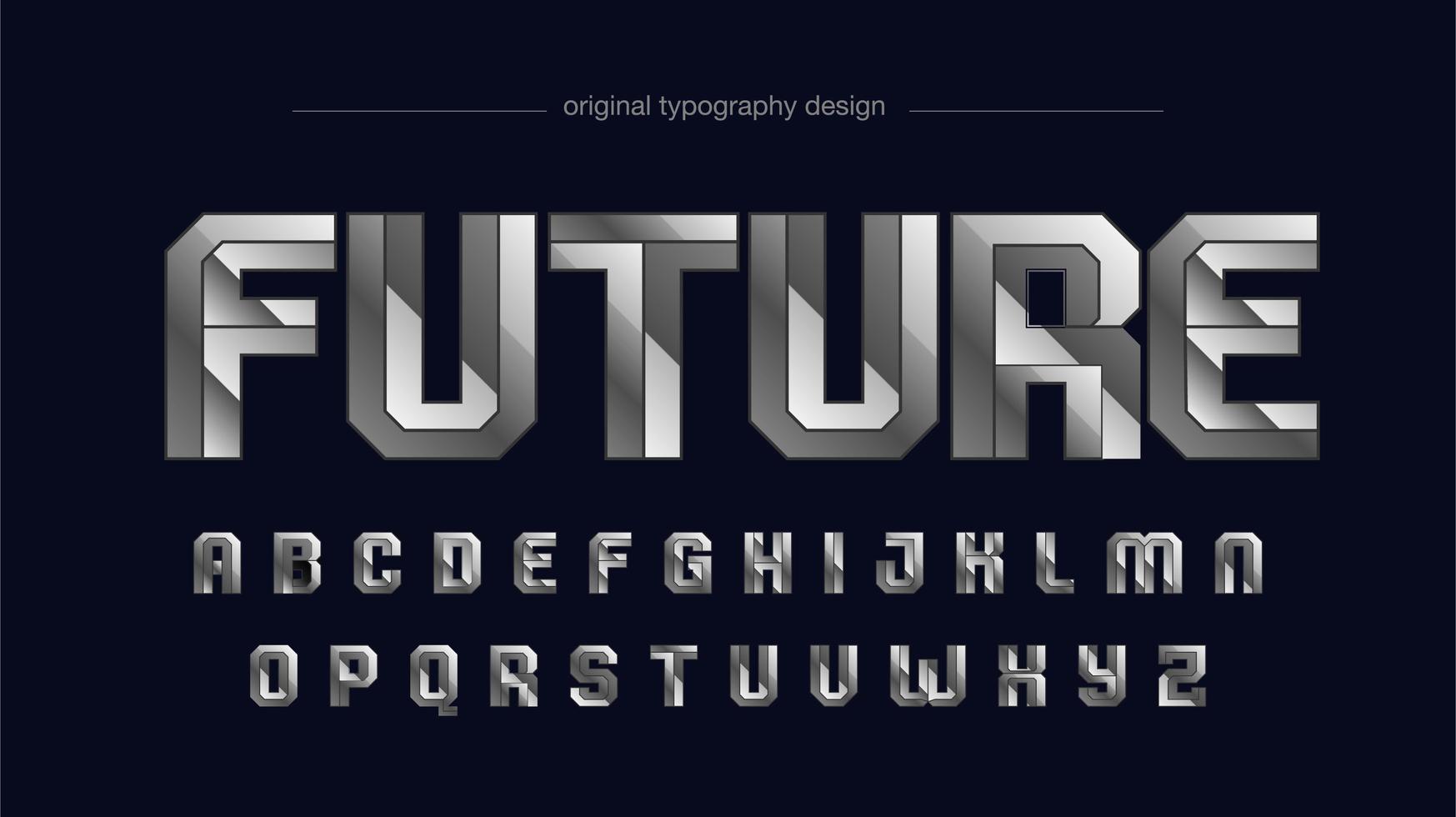 tipografía deportiva futurista de plata cromo metálico vector