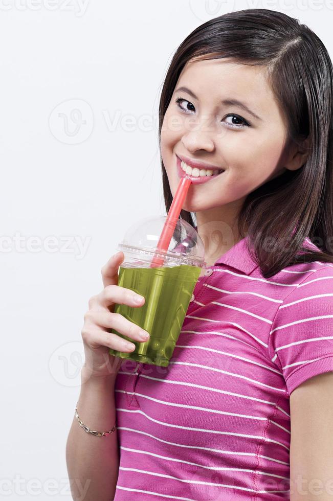 Teengirl drink Bubble Tea photo