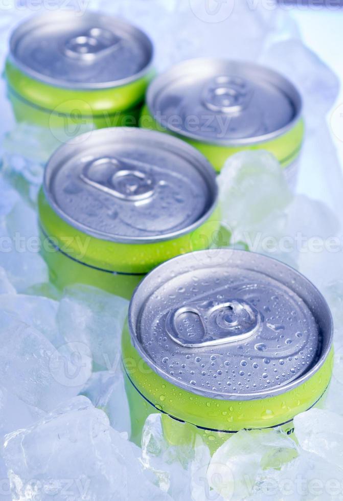 drink cans with crushed ice photo
