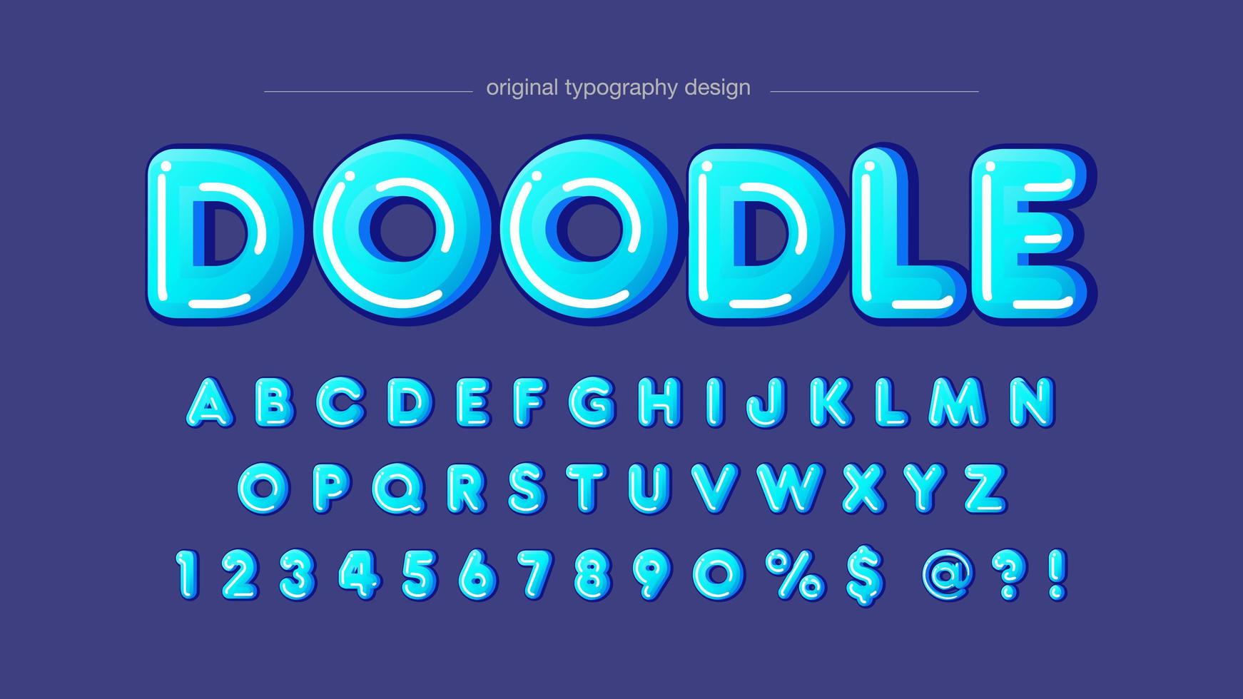Rounded Blue Bubble Artistic Font vector