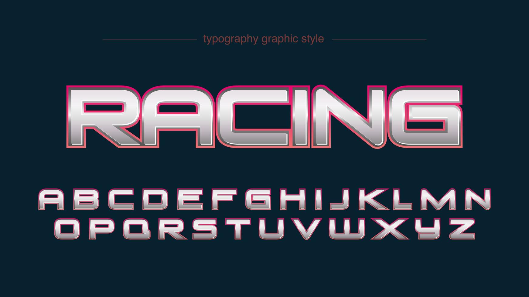 Modern Red Chrome Sports Alphabet vector
