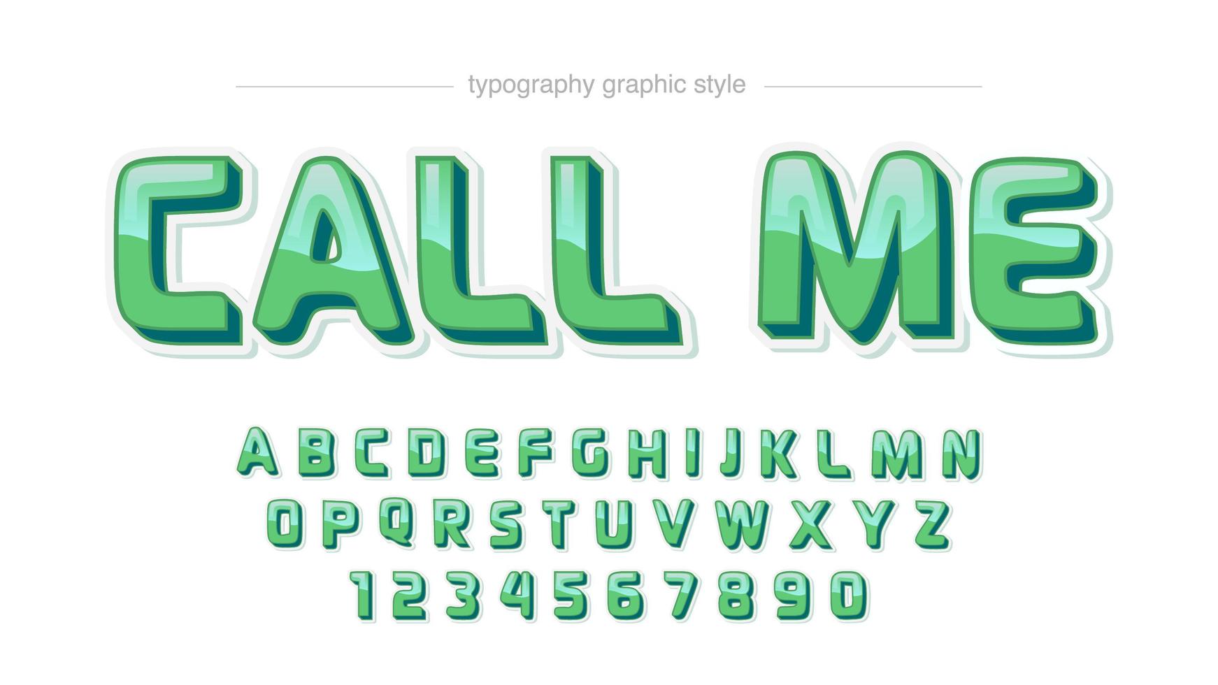 Glossy Green Abstract Irregular Cartoon Alphabet vector